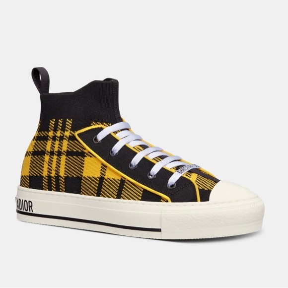 Dior WALK'N'DIOR SNEAKER Yellow and Black Check'n'Dior Technical Mesh - Picture 1 of 11